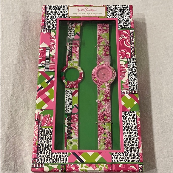 Lilly Pulitzer Accessories - Lilly Pulitzer Floral Pink and Green Watch Duo